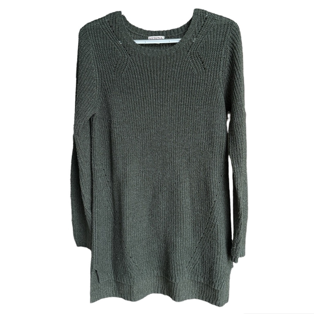 Merona Knit Legging Sweater Olive Green Size Large